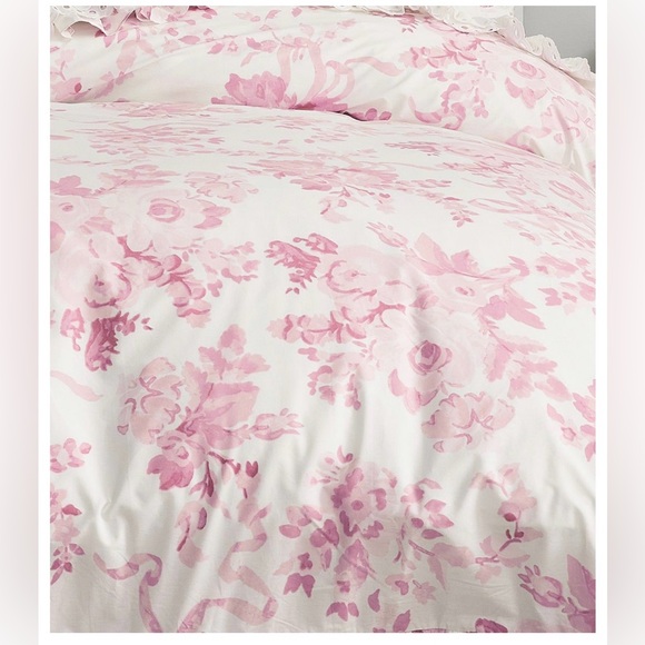 LoveShackFancy Pottery Barn Teen Damask Ruffle Duvet Cover and two shams - Picture 3 of 5